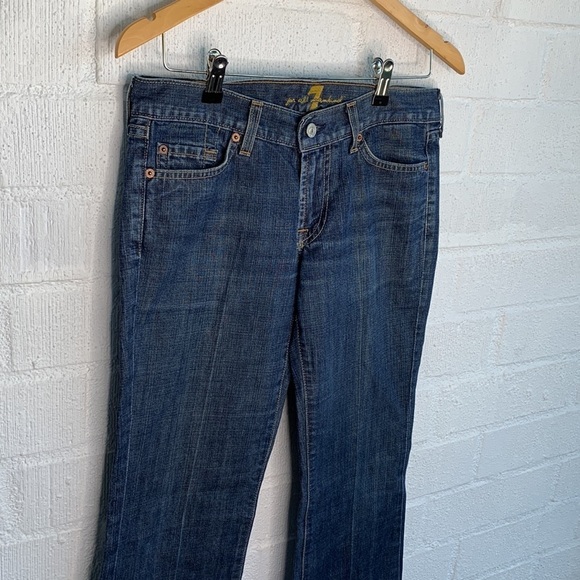 7 For All Mankind Bootcut Low Rise Dark Blue Denim Jeans sz 29 - Picture 2 of 6